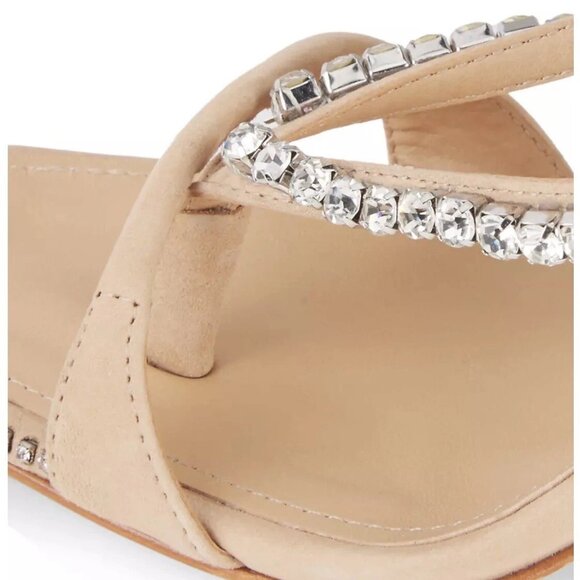 SCHUTZ-Vikki Crystal-Strappy/Convertible Heels-Light Nude Nubuck-Sz 9-NWOB - Picture 6 of 9
